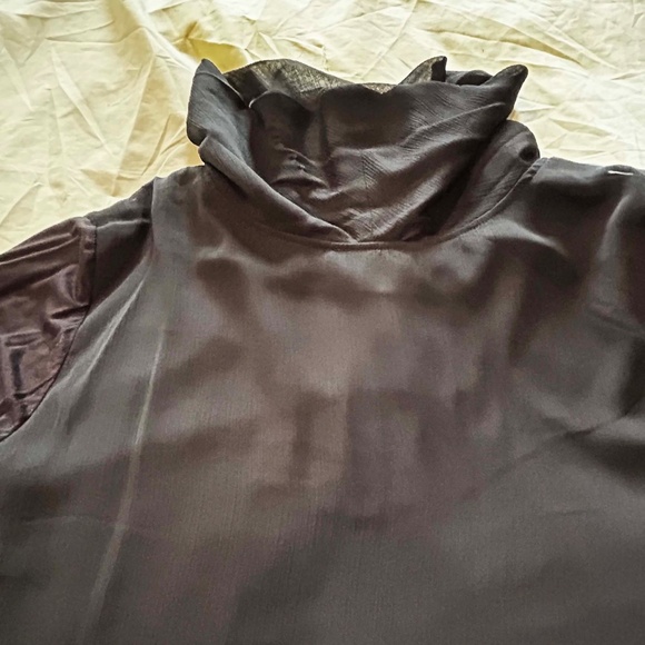 BLOUSE, CHIFFON, BLACK FLORAL MULTI, SIZE 5X, COWL NECK, ¾ SLEEVES, PENNINGTONS, - Picture 10 of 10